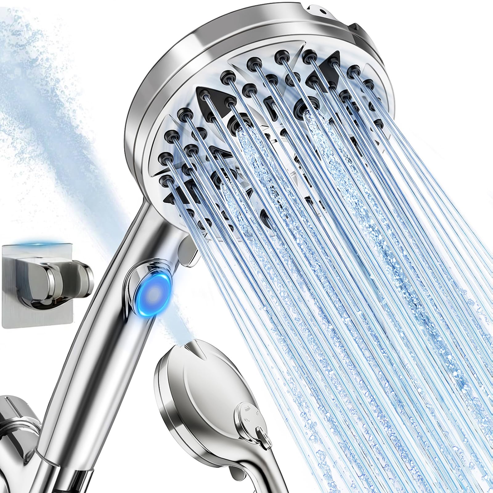 Jill Deaaa shower head 9-mode panel closeup with versatile spray options.