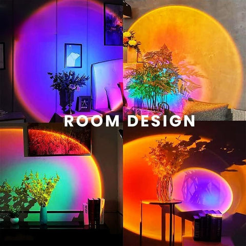 JIMEI sunset lamp adds ambiance to living rooms and bedrooms.