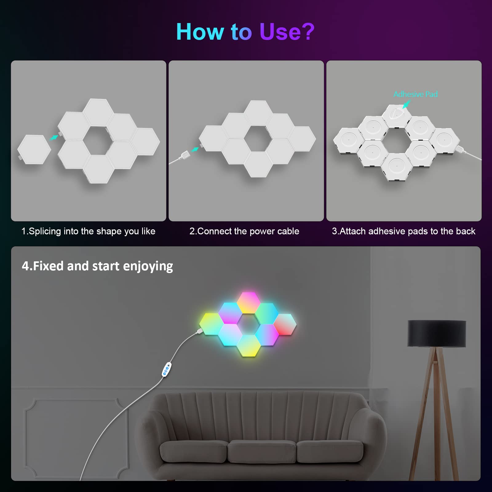 JIMIMORO lighting with 16M colors and 200+ modes for events