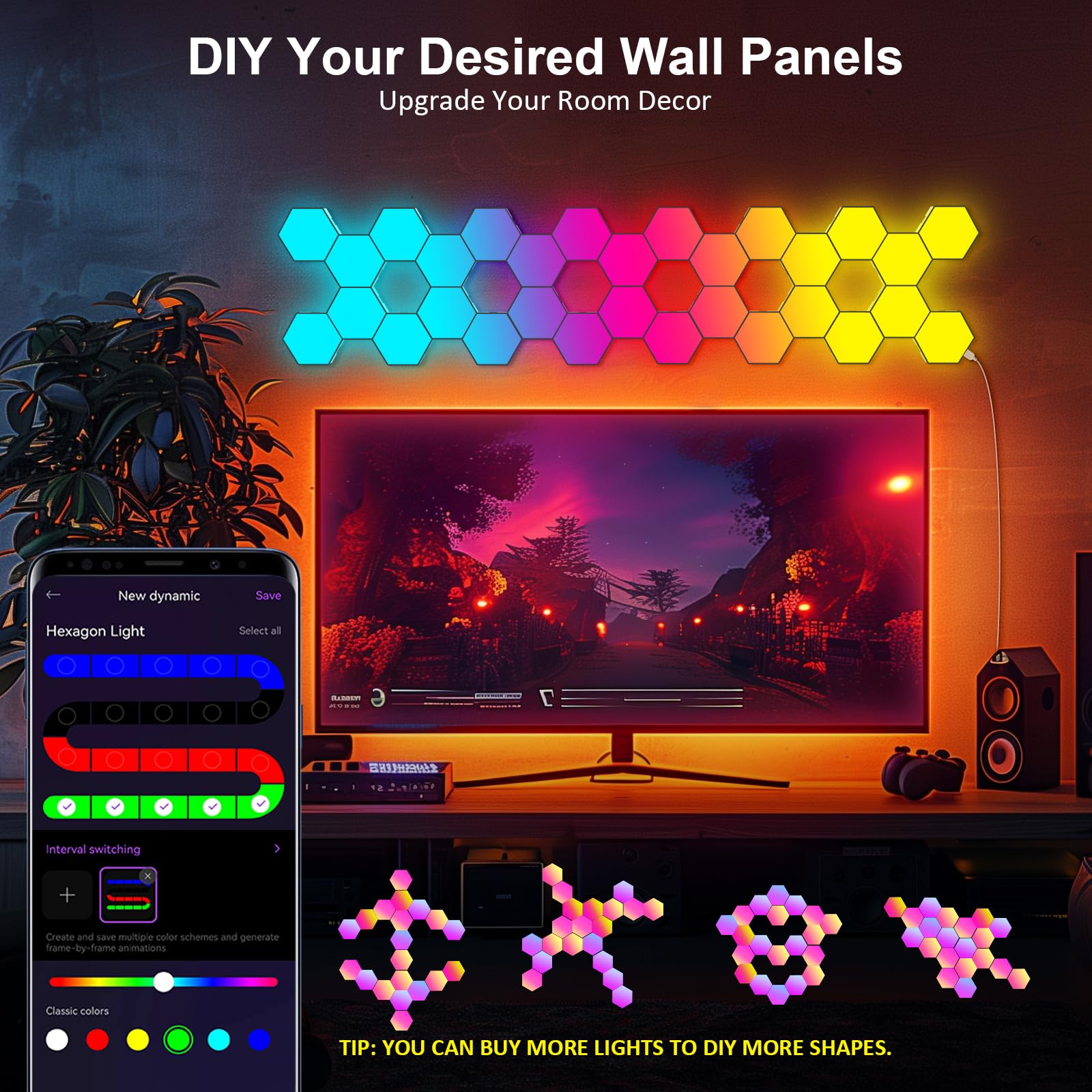 Jimimoro RGB wall lights with music sync create immersive gaming ambience.