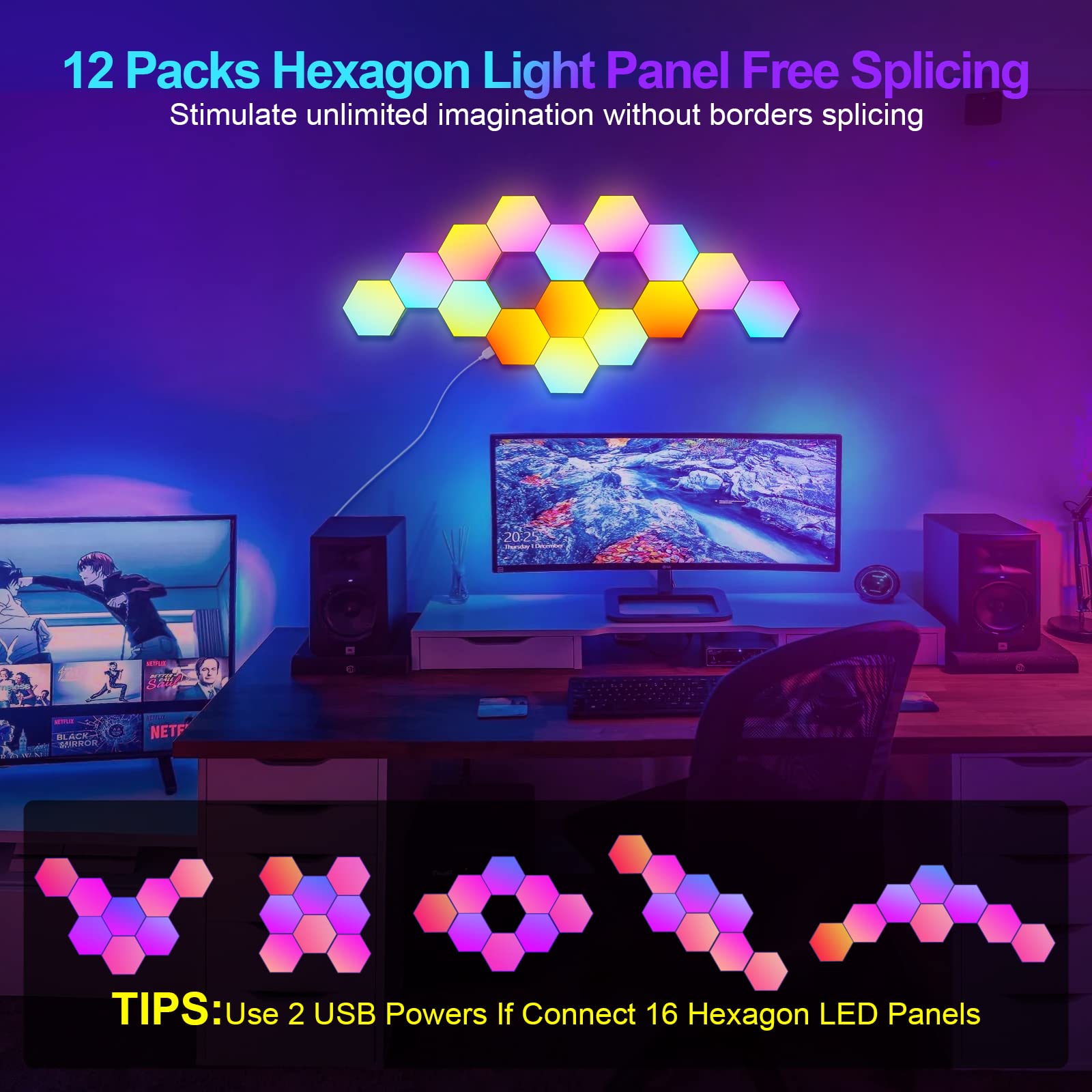 JIMIMORO smart LED wall lights controlled by app for easy color changes