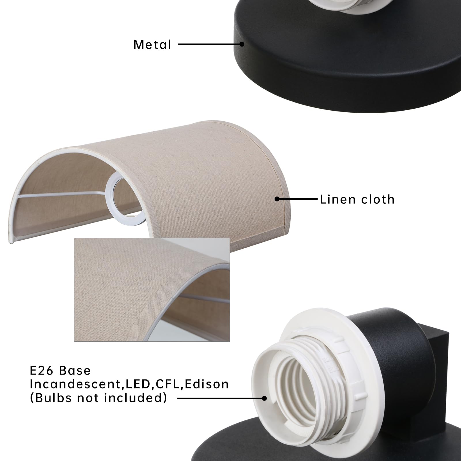 JIMUBEAM linen color option sconce complements warm decor tones.