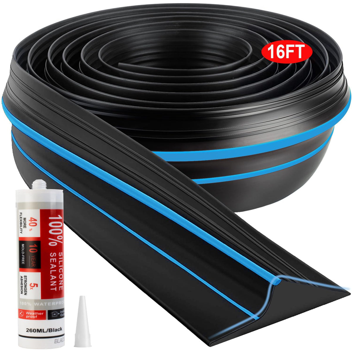Jin&Bao garage door bottom seal with aluminum track retainer for 16ft coverage and weather protection