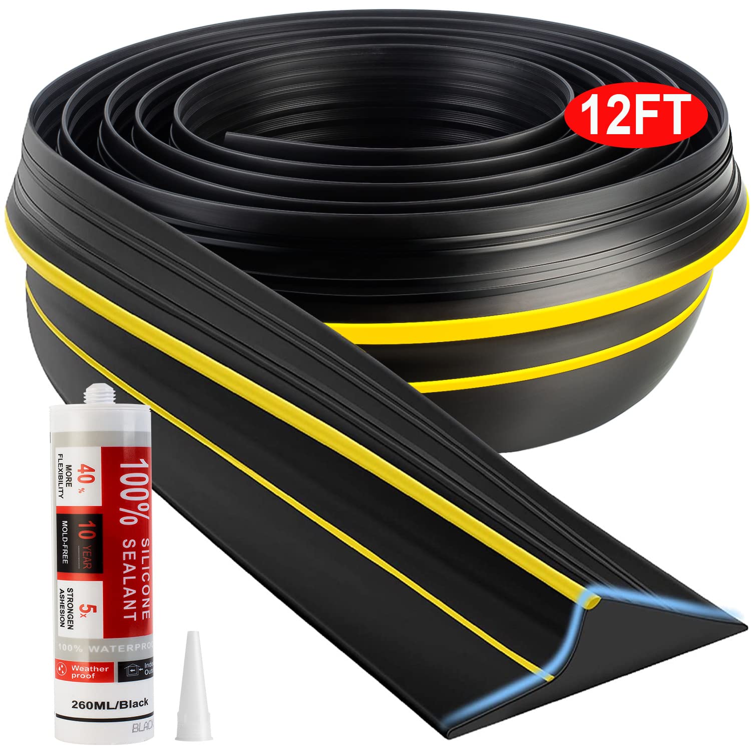 Jin&Bao threshold seal 12ft yellow, highly visible for easy entry and weather protection.
