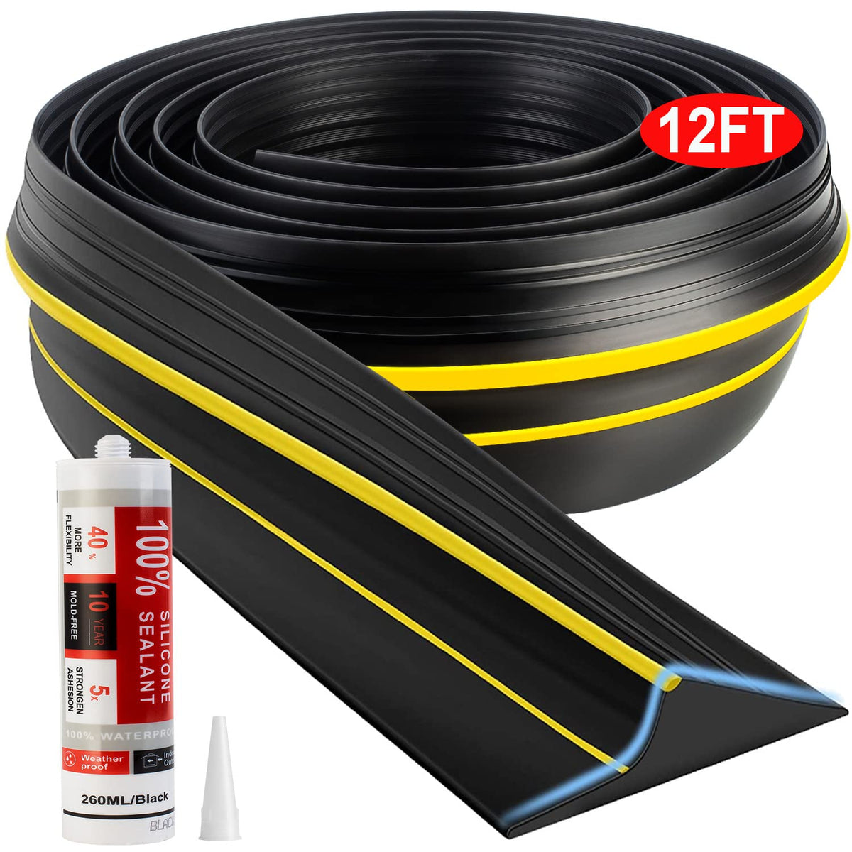 Jin&Bao threshold seal 12ft yellow, highly visible for easy entry and weather protection.