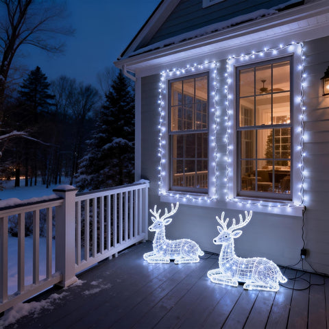 JinBest 100 LED White Christmas Lights window frame for crisp framing