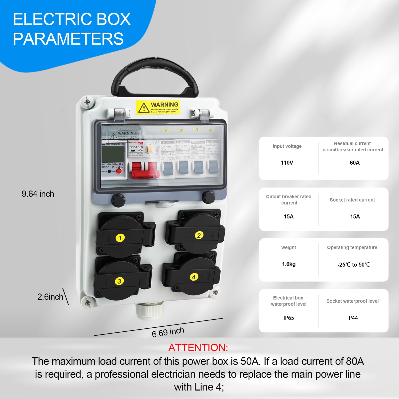 JINDOUZI IP65 shell with IP54 rating image demonstrates weather resistance.