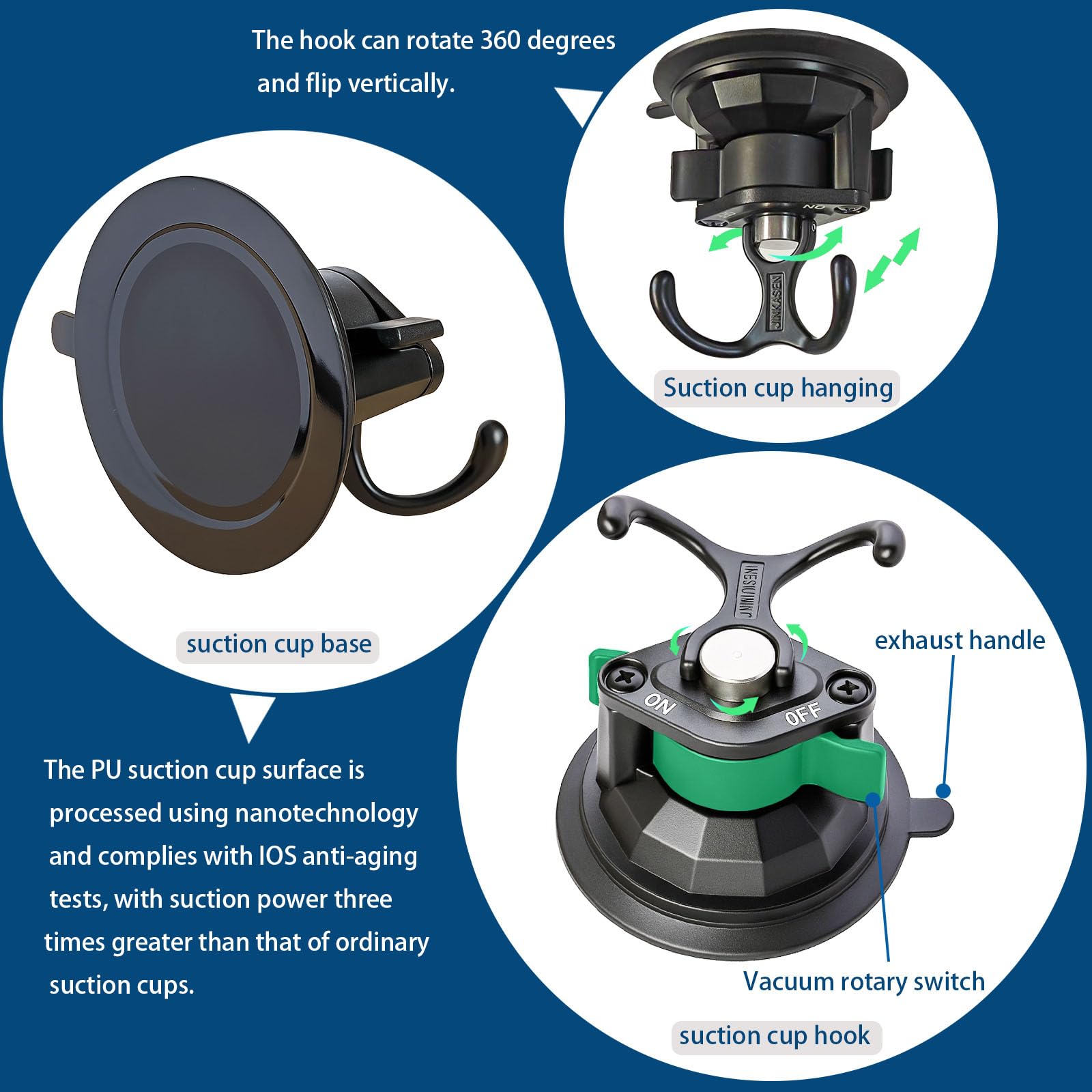JINKASEN dual-hook design rotates 360 degrees for flexible storage