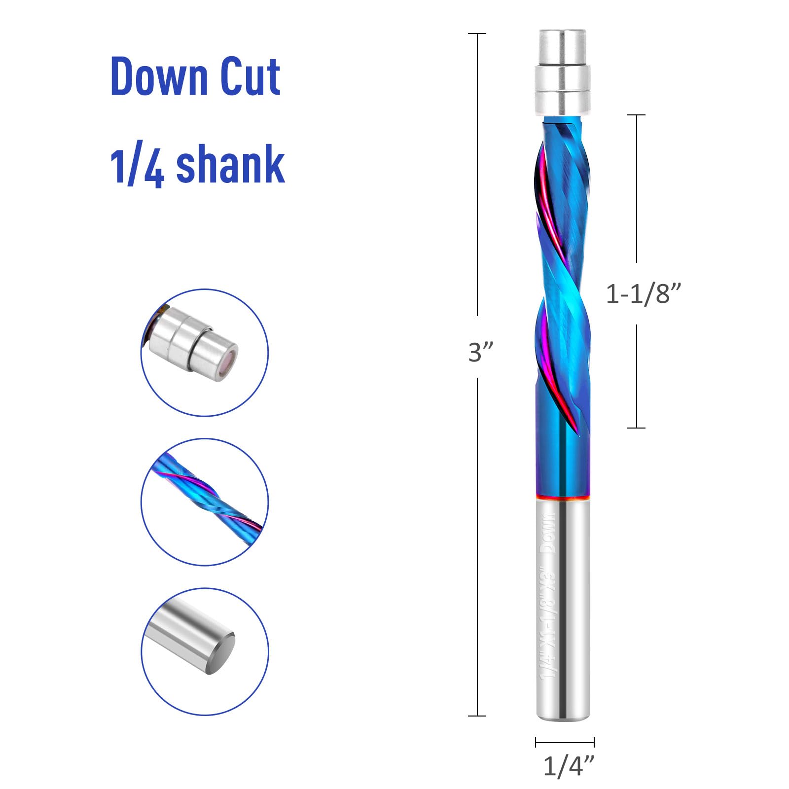 Jiiolioa solid carbide flush trim bit with nano blue coating for longer life.