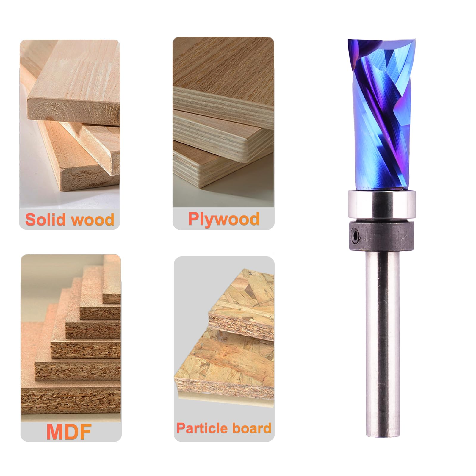 Jiiolioa router bit with 1/4 shank fits both table-mounted and handheld routers.