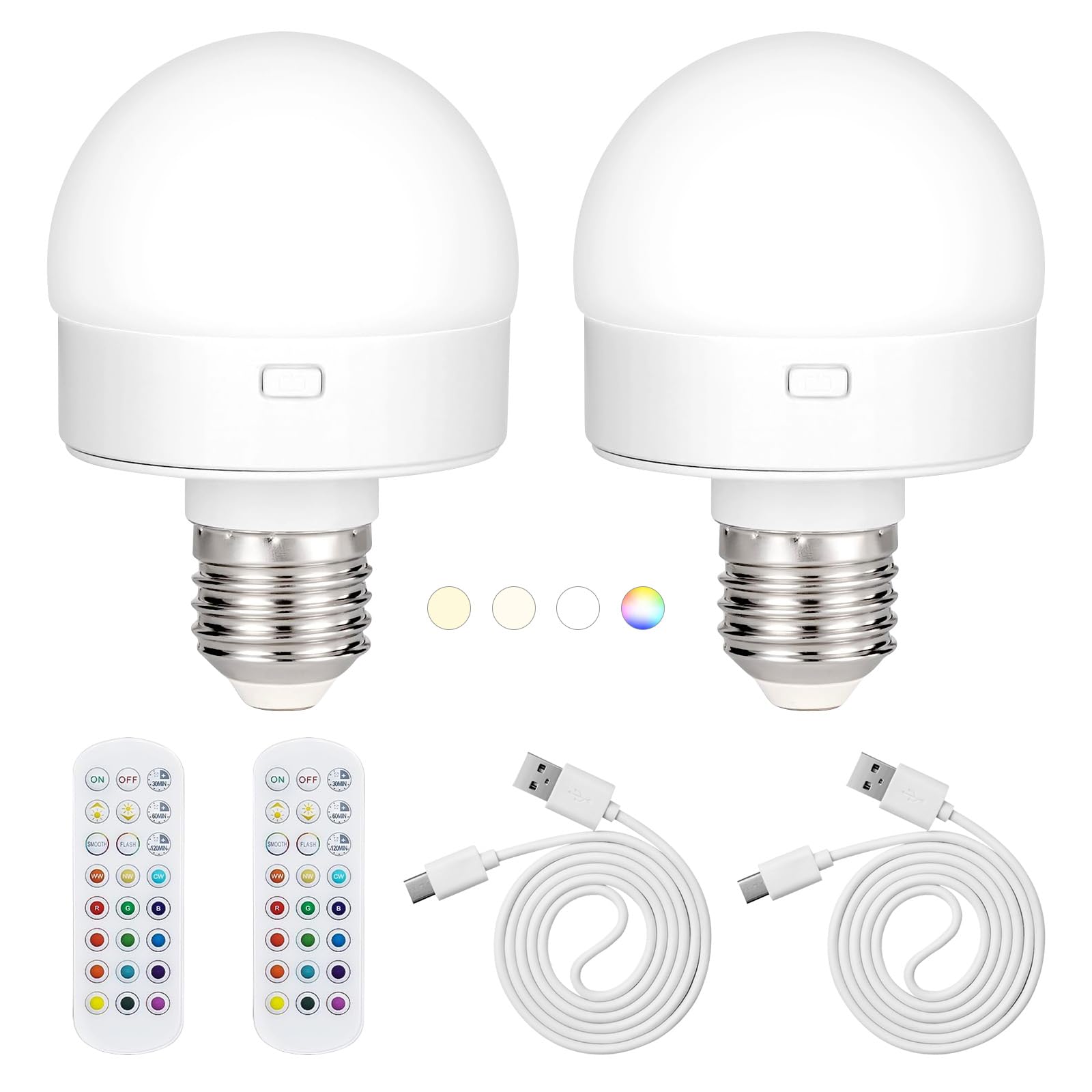 JIOODICH battery-operated LED bulb with remote control for cordless room lighting