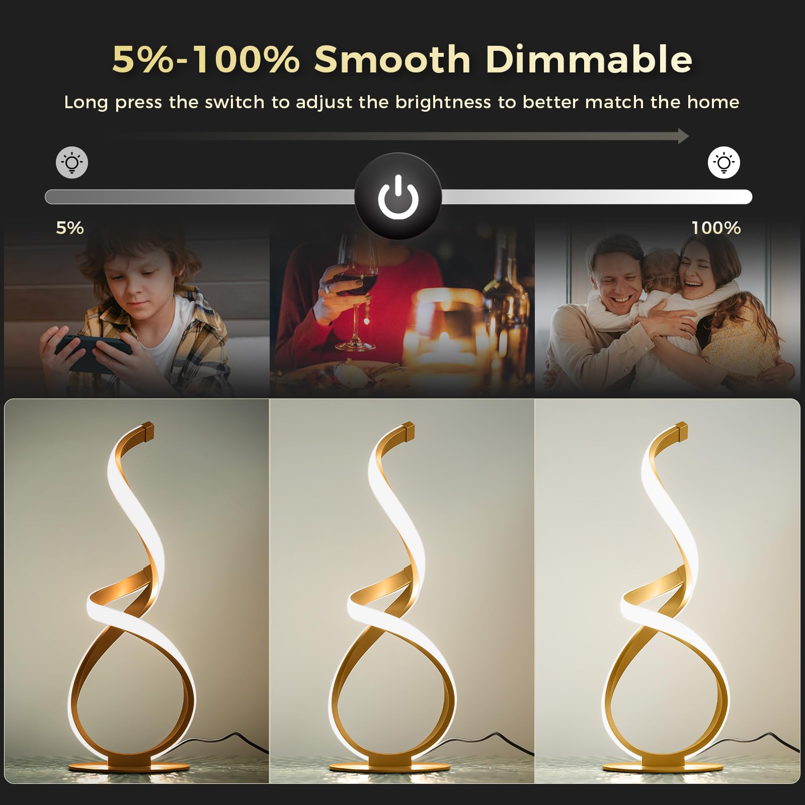 JIOODICH lamp with touch dimming for smooth brightness control during reading