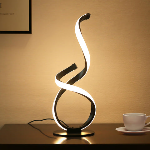 JIOODICH spiral infinity loop lamp adds modern flair to desks and nightstands