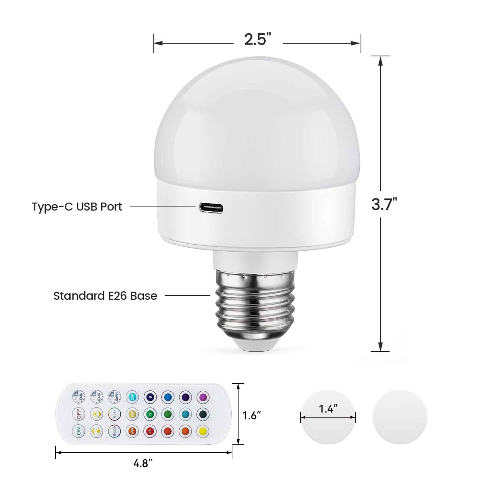 JIOODICH USB-C charging cables to recharge cordless bulbs