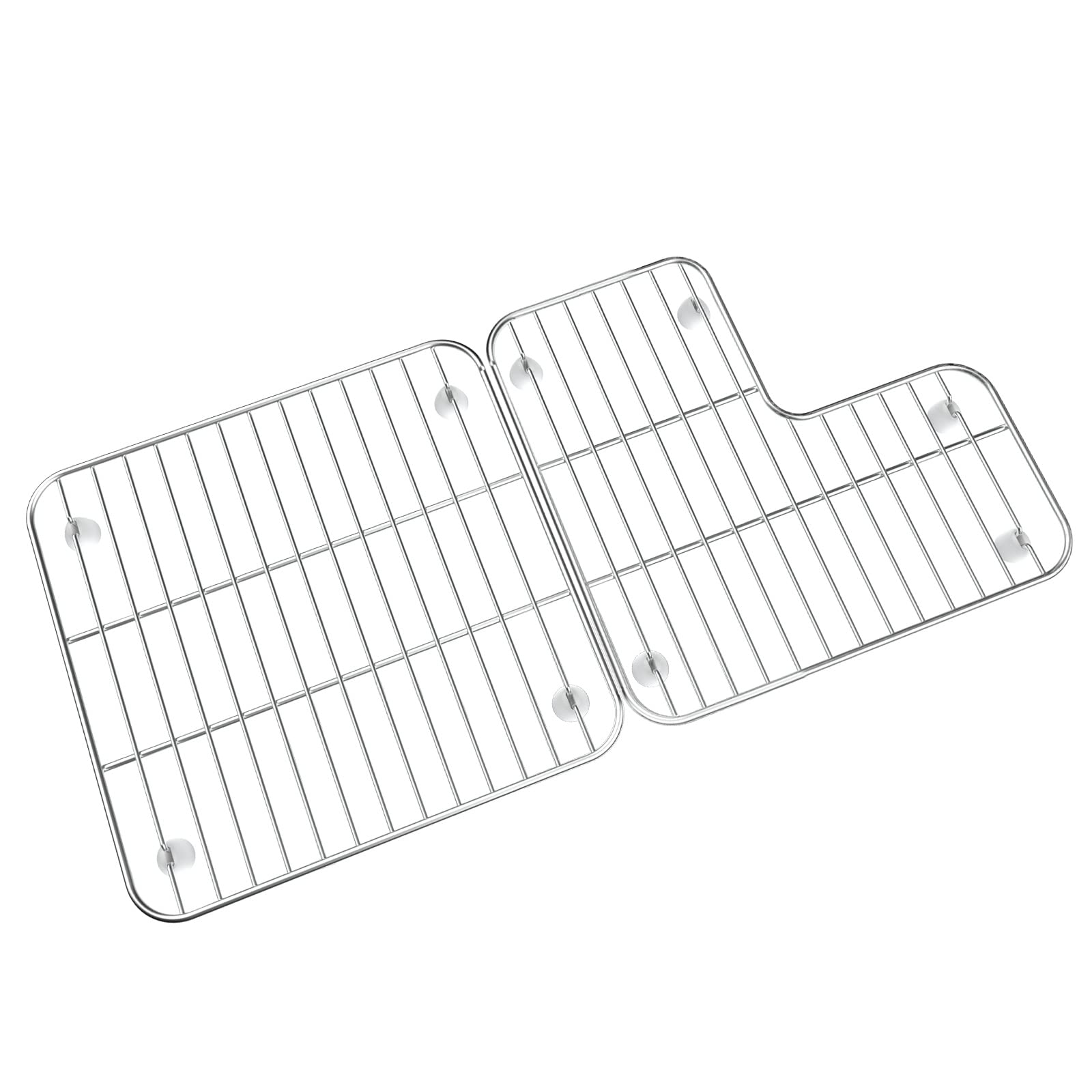 JIOTAR K-6639-ST bottom basin racks with left and right supports protecting Kohler sinks.