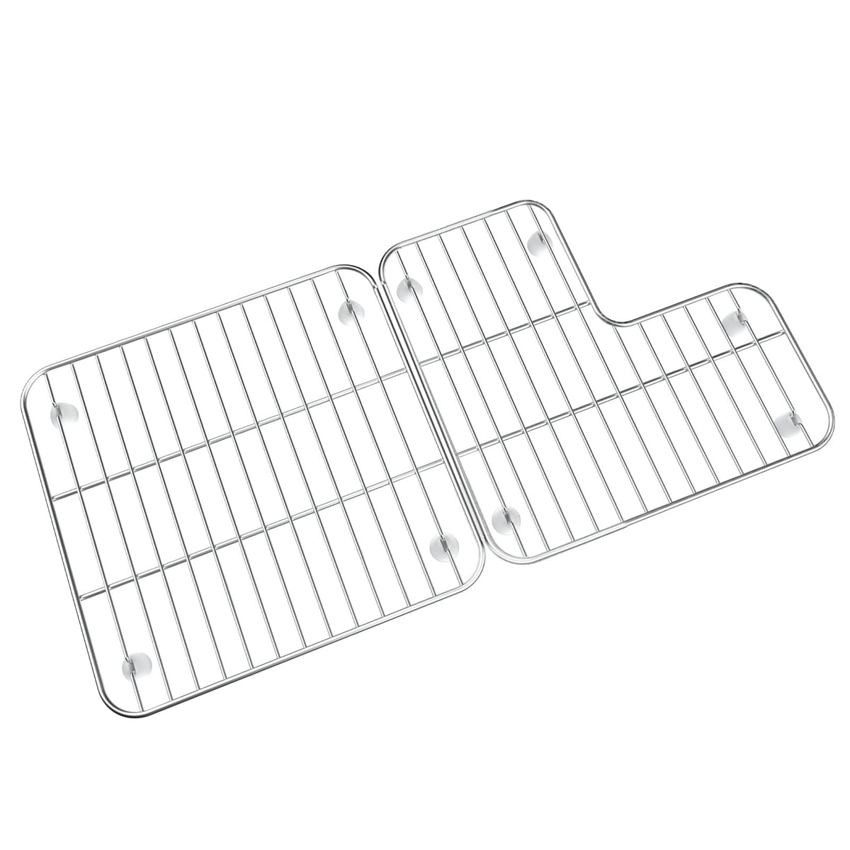 JIOTAR K-6639-ST bottom basin racks with left and right supports protecting Kohler sinks.