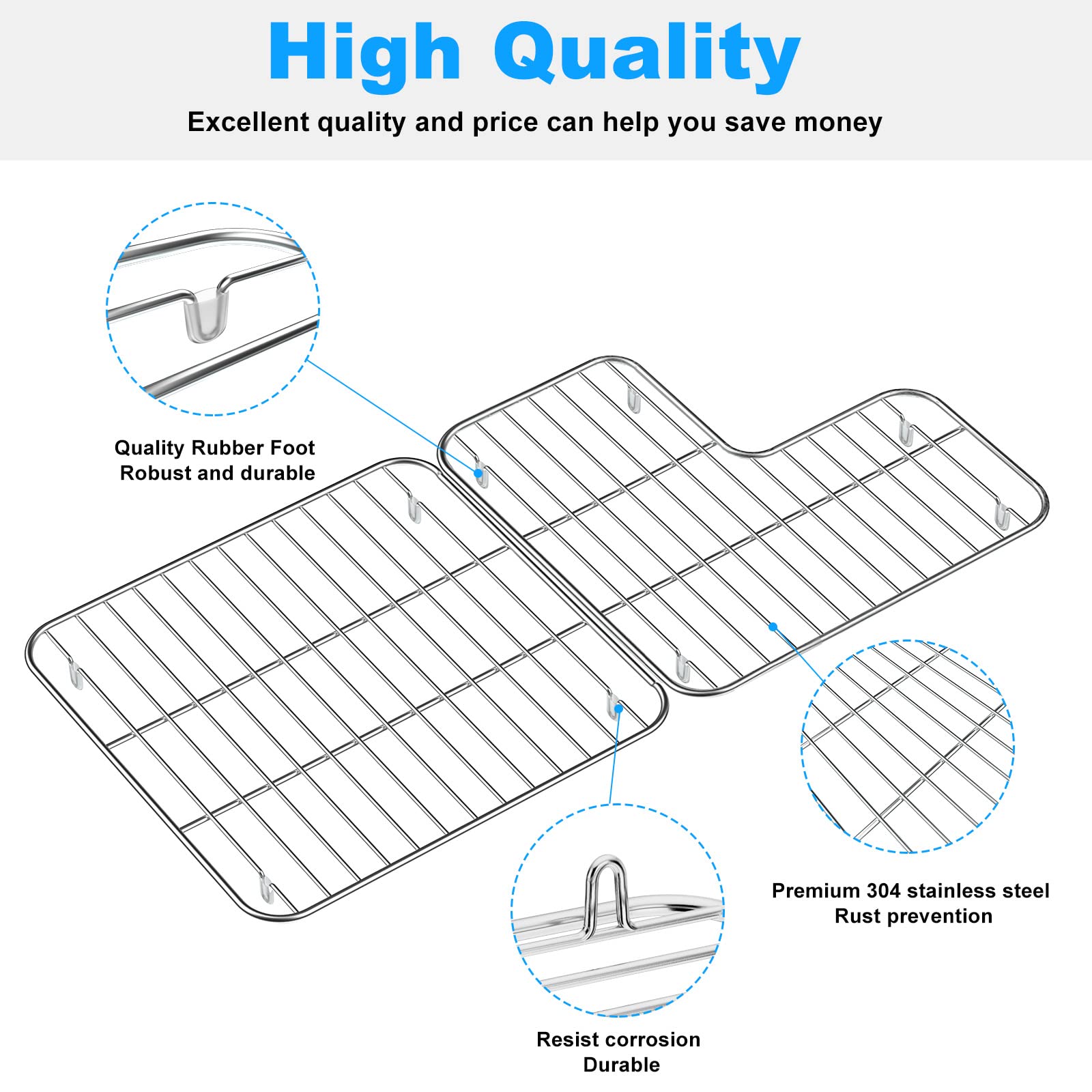 Rubber feet keep the rack steady and prevent scratches on Kohler basin surfaces.