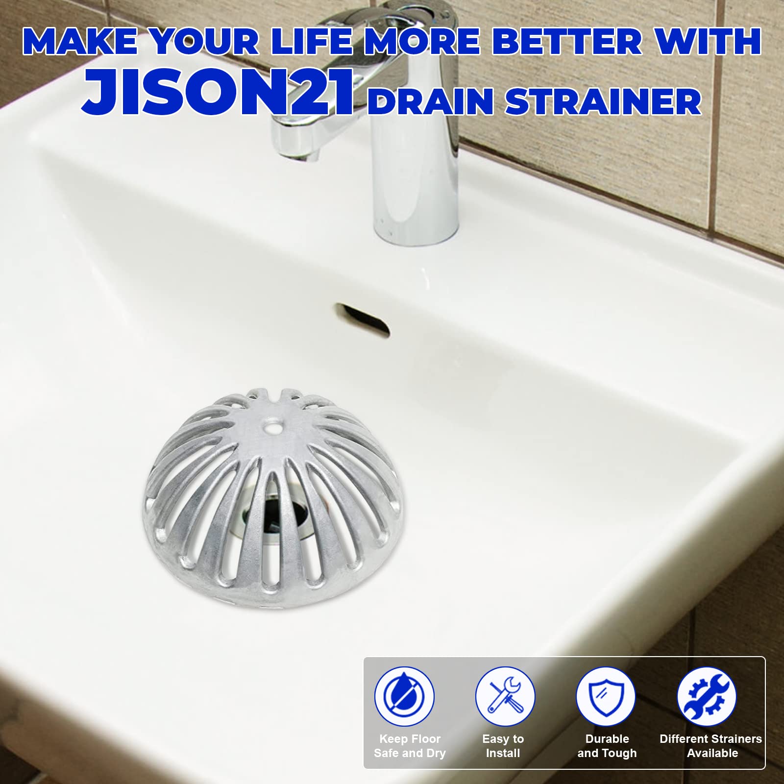 JISON21 dome-shaped floor drain cover promotes steady water flow