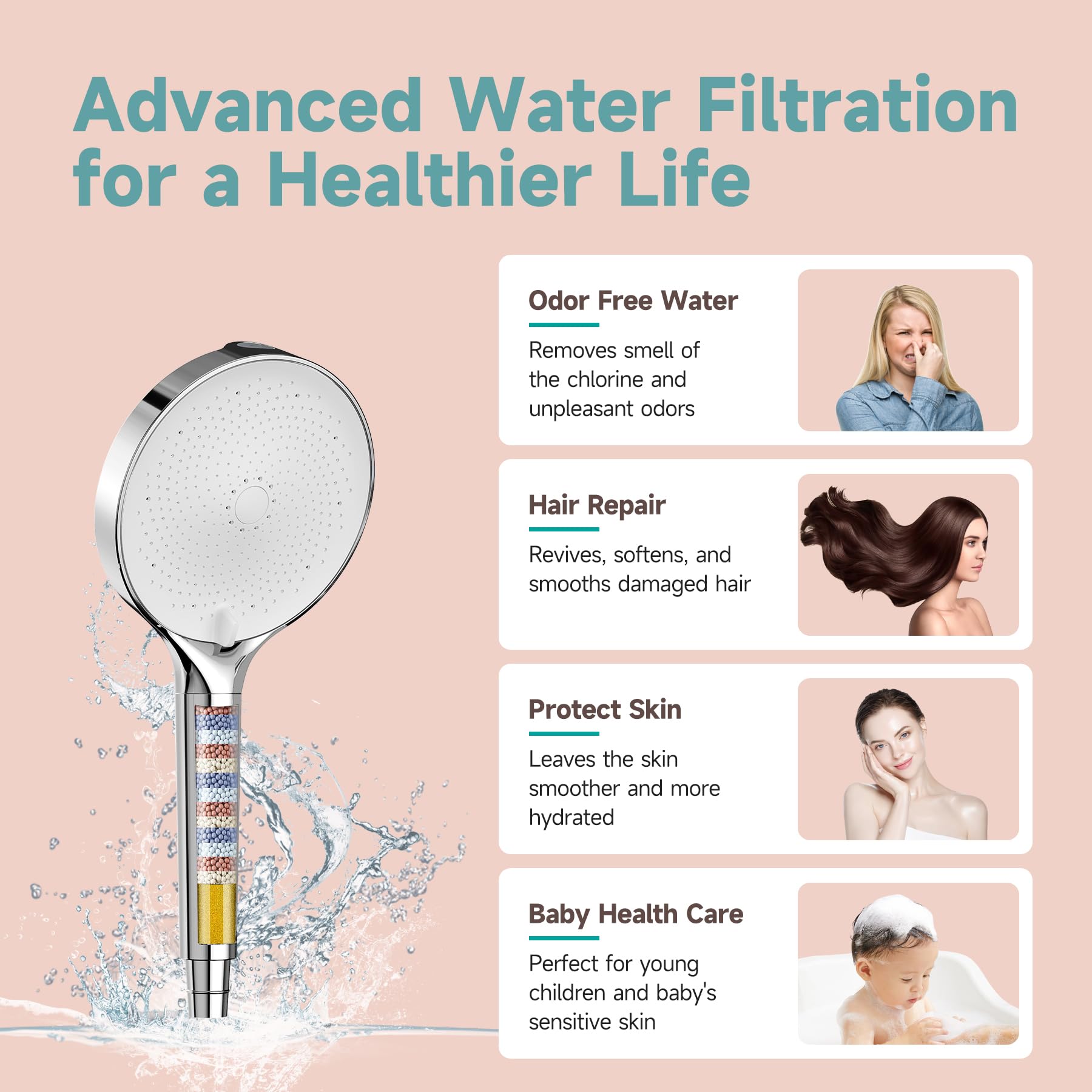 JITTGO handheld shower head with durable stainless steel hose for versatile use.