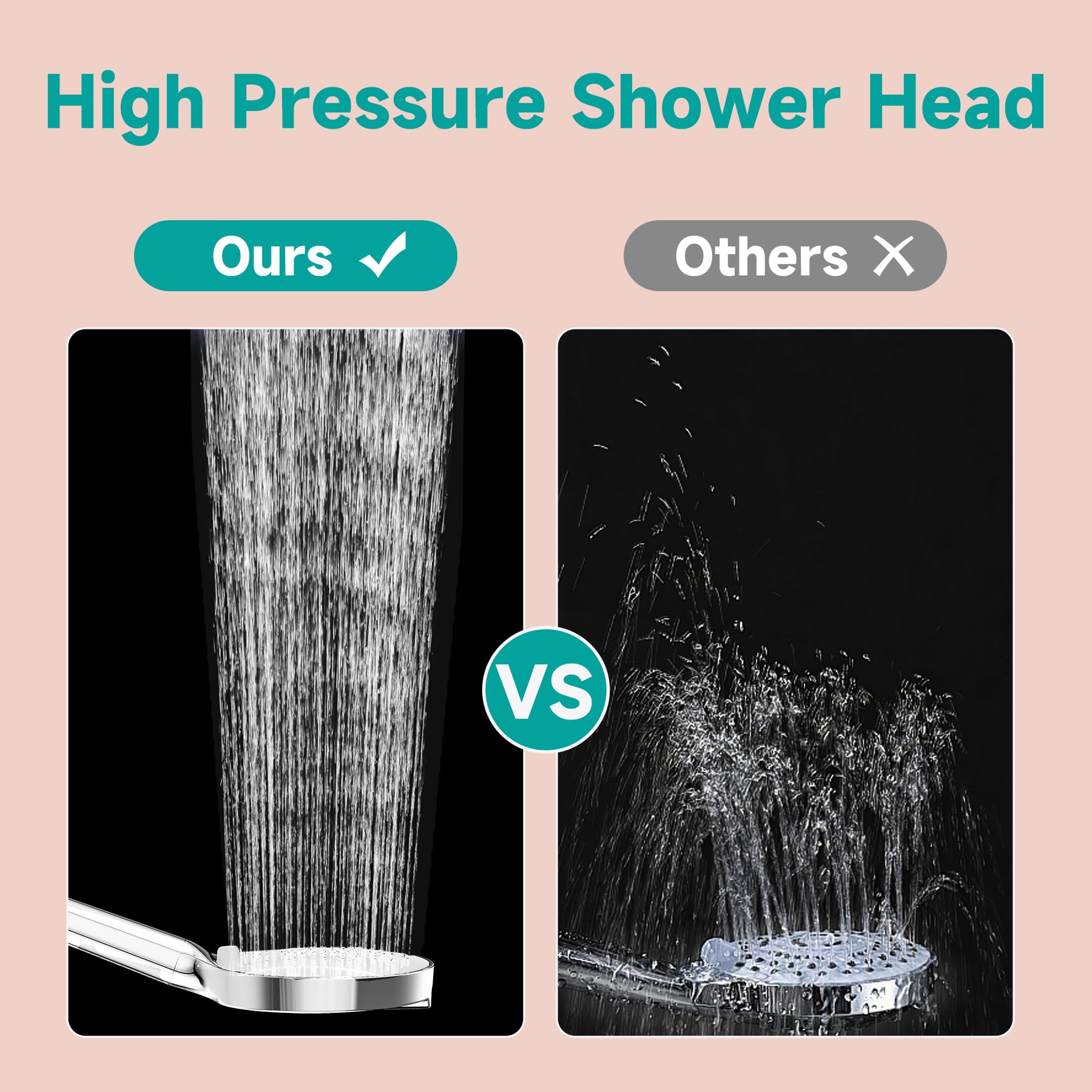 JITTGO high-pressure design with water-saving technology boosts shower coverage.