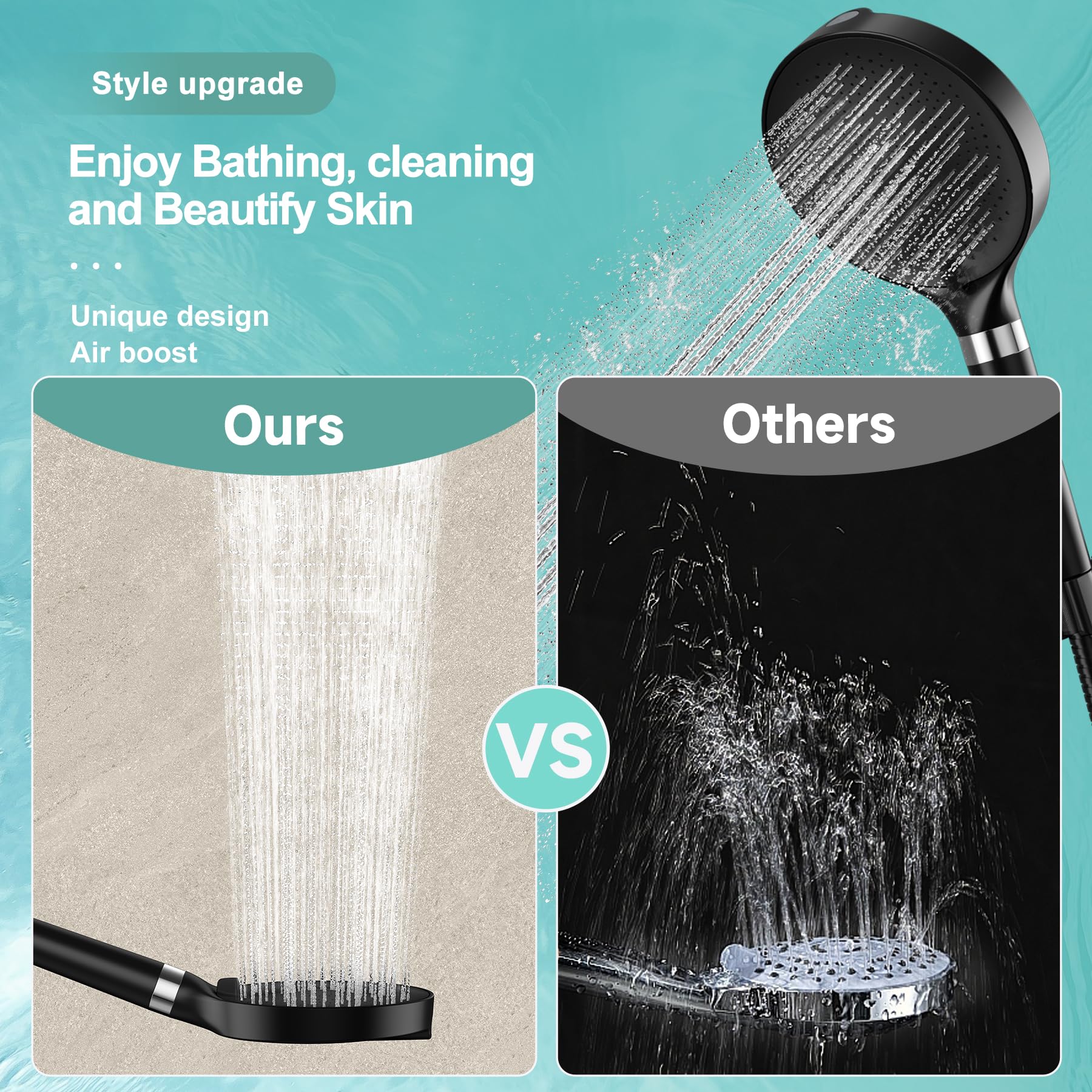 JITTGO quick-install shower head with standard G1/2 inch fittings.