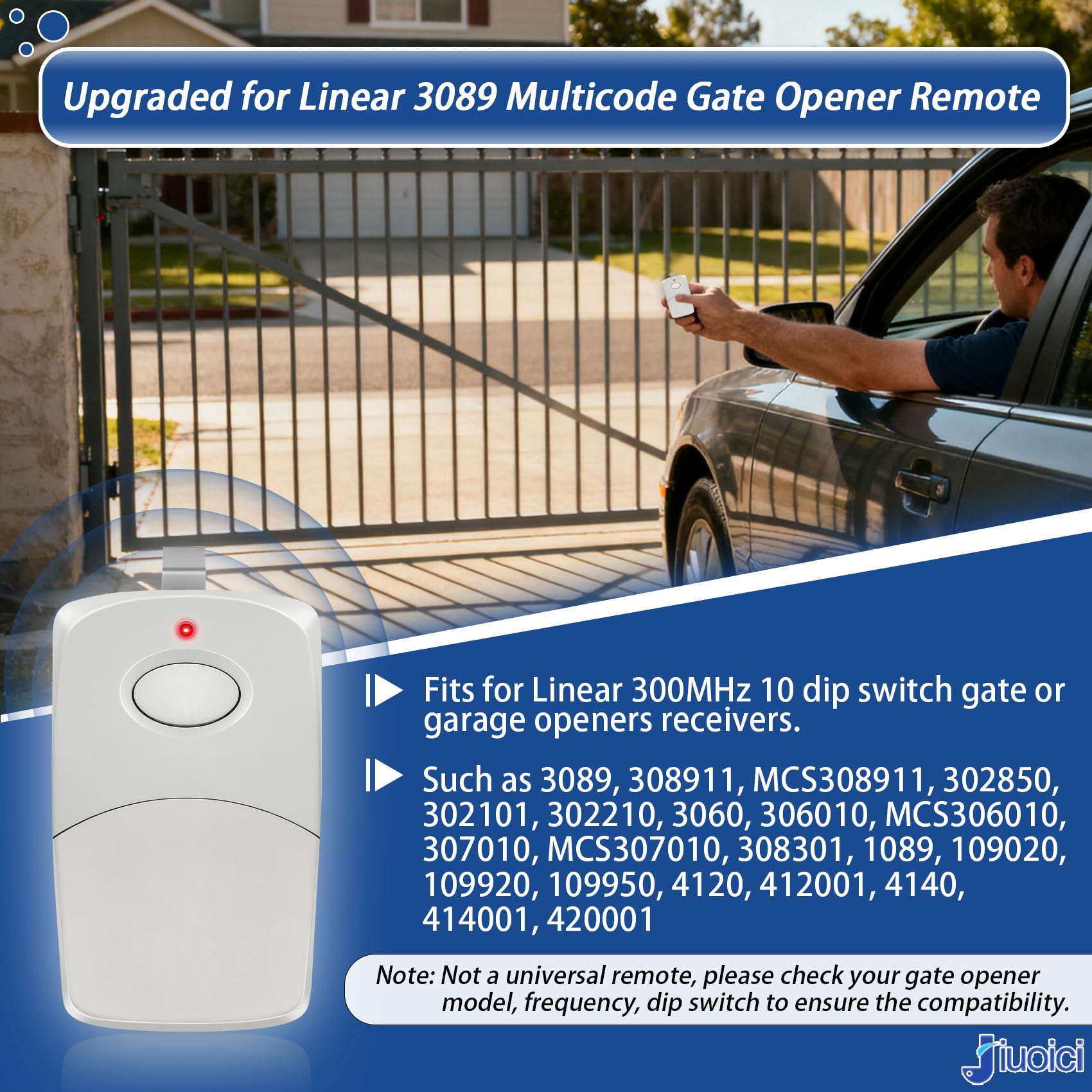 jiuoici 3089 remote back view highlighting compact pocket-friendly form