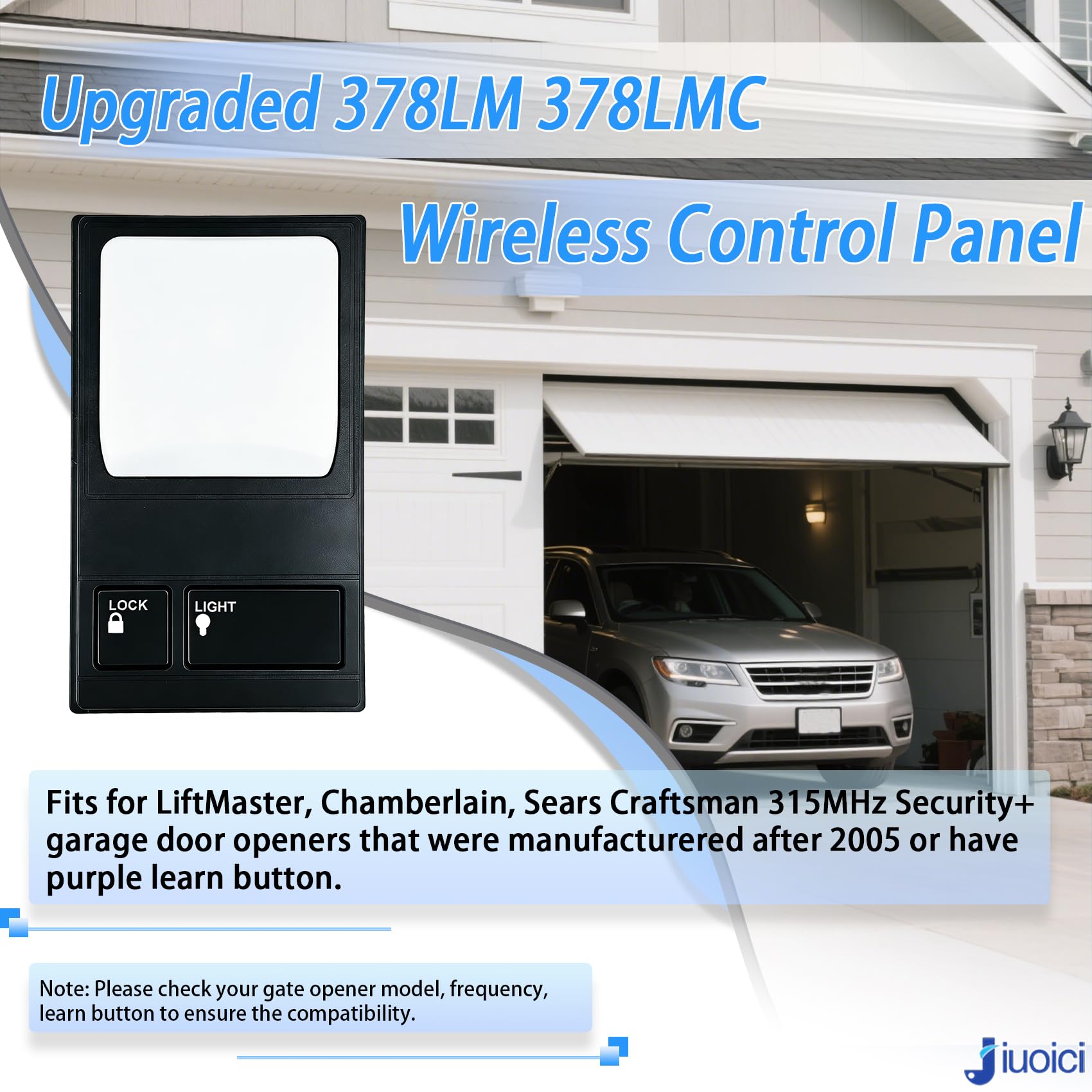 jiuoici 378LM panel back view highlights battery, screws, and simple setup.