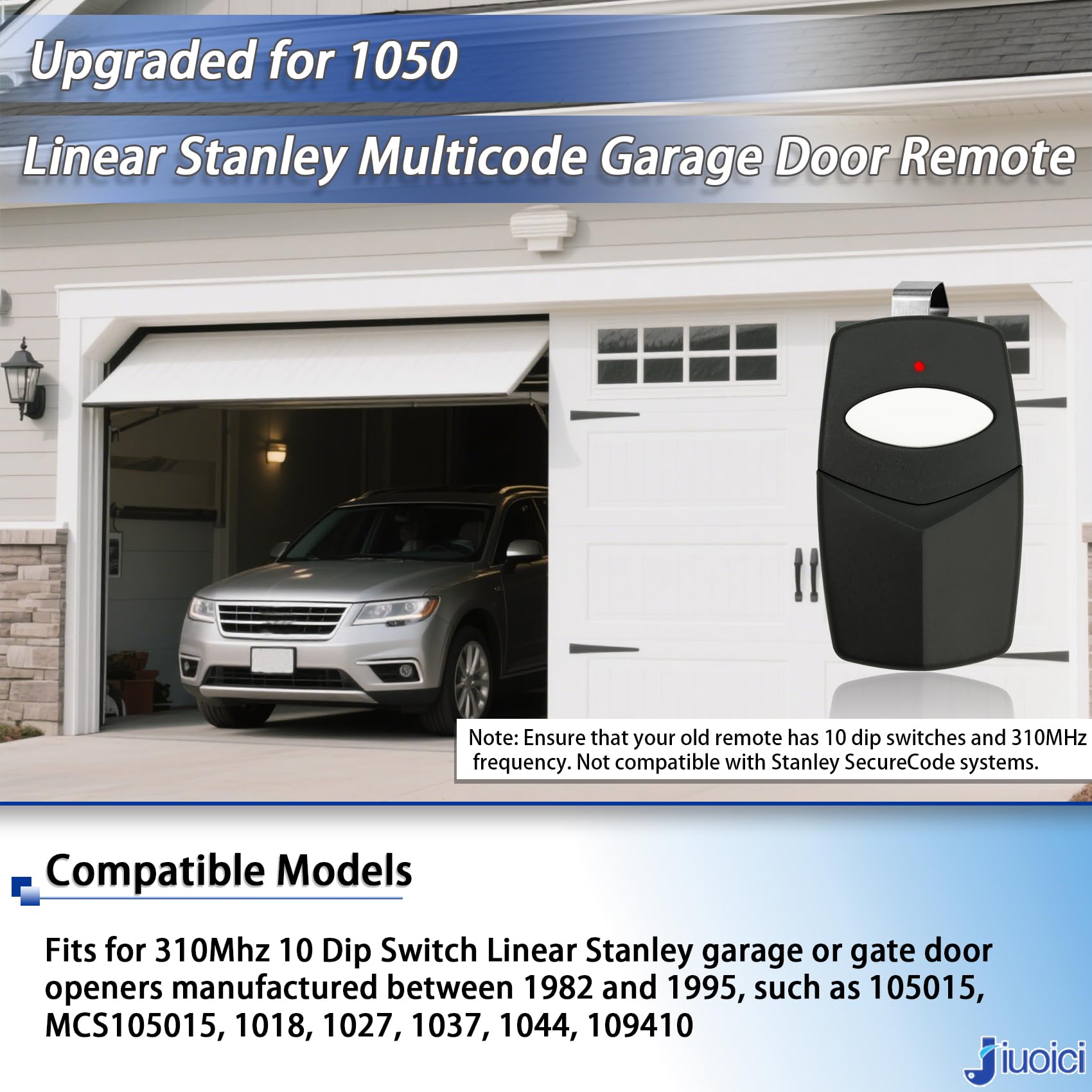 jiuoici upgraded 1050 remote back view highlights compact, portable design.