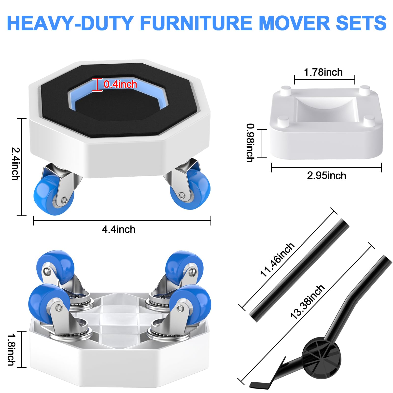 JIUOQUO Furniture Dolly 1500lbs capacity for heavy appliances