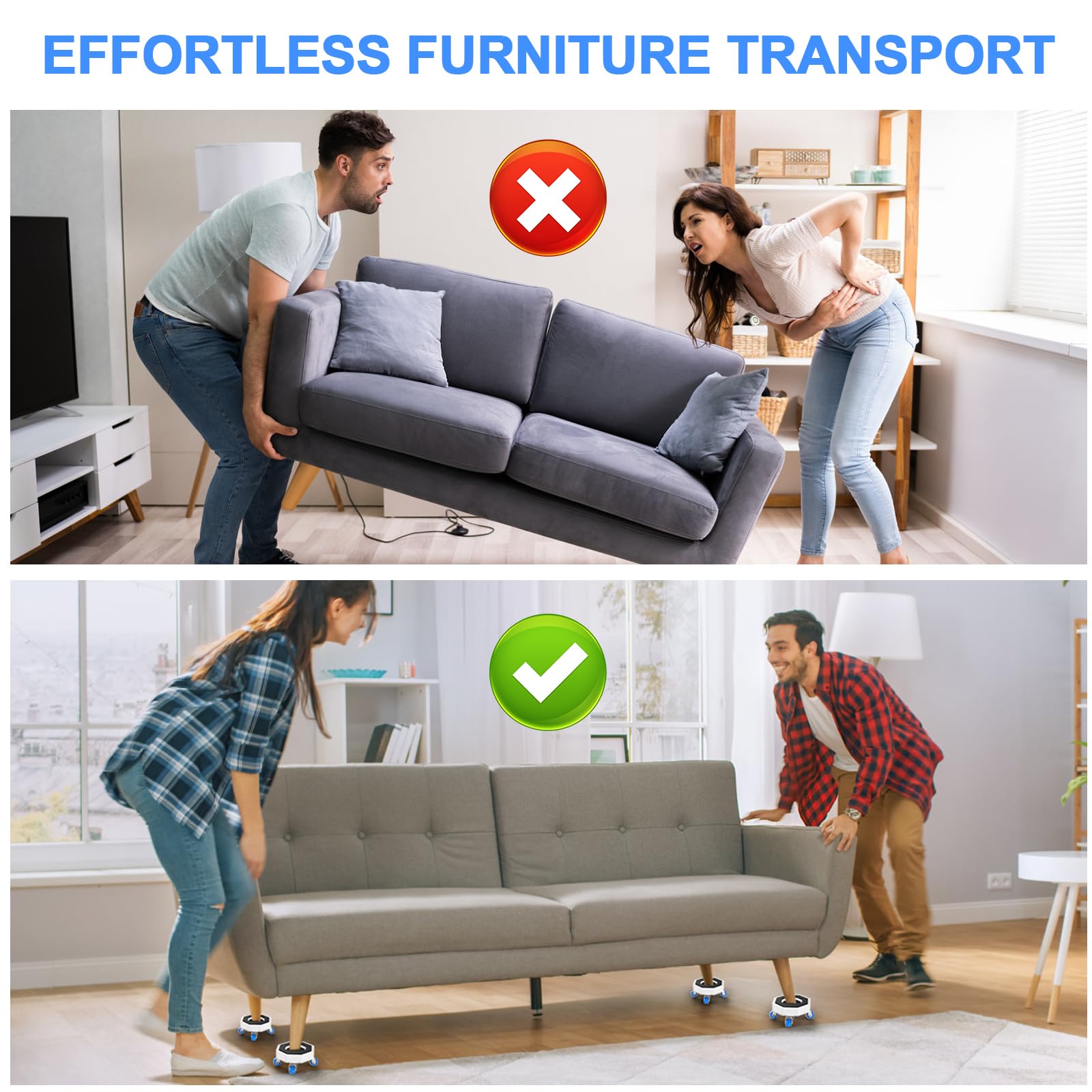 JIUOQUO Furniture Dolly anti slip groove secures items during transport