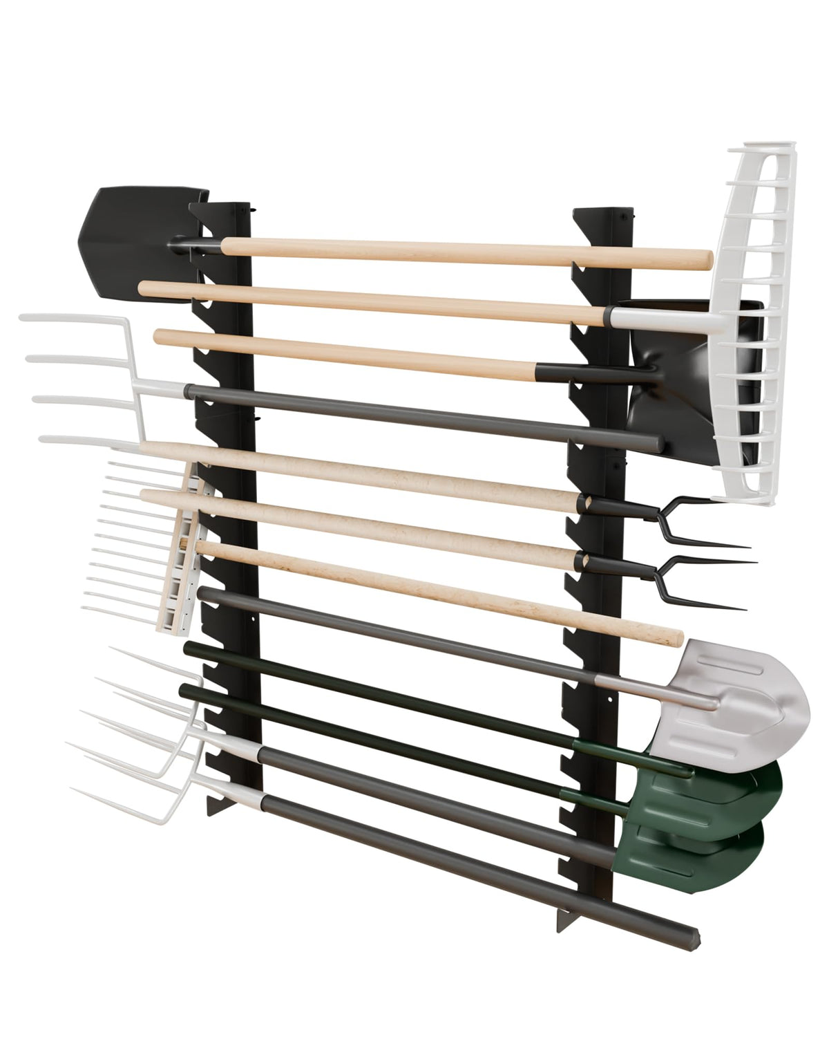 JivaJot garage tool organizer wall mount on display for easy access.