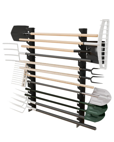 JivaJot garage tool organizer wall mount on display for easy access.