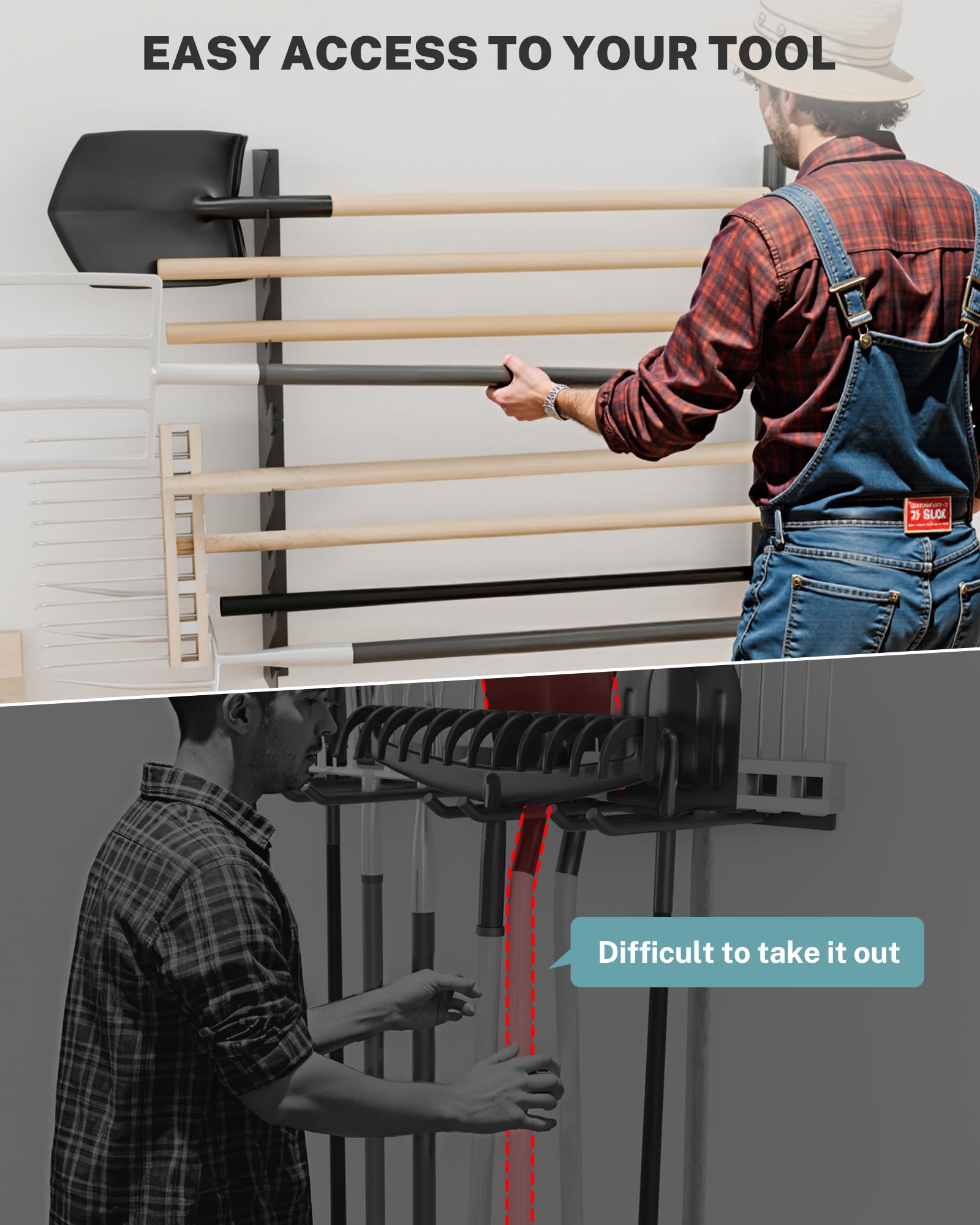 JivaJot horizontal tool rack showing open design for quick access.