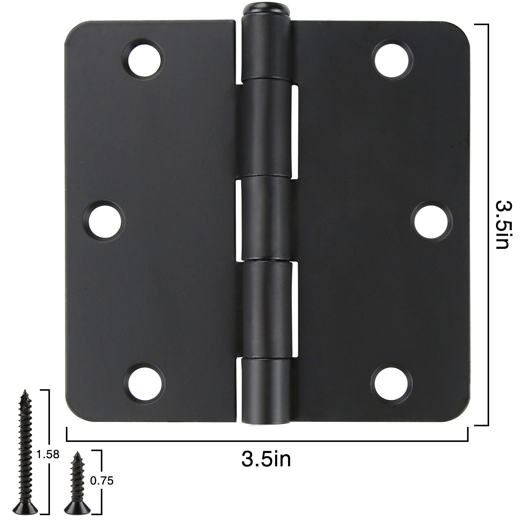 JIW matte black hinge with six mounting holes for secure installation