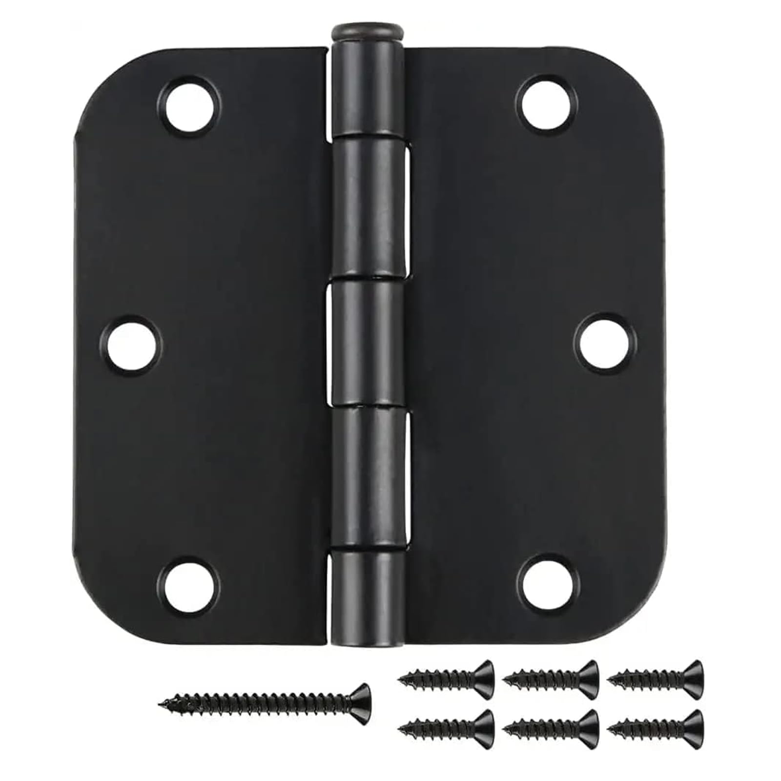 JIW 18-pack matte black interior hinges, front view, showing uniform finish and full mortise design for doors