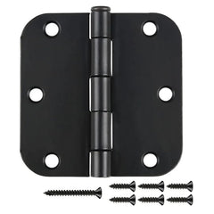 JIW 18-pack matte black interior hinges, front view, showing uniform finish and full mortise design for doors