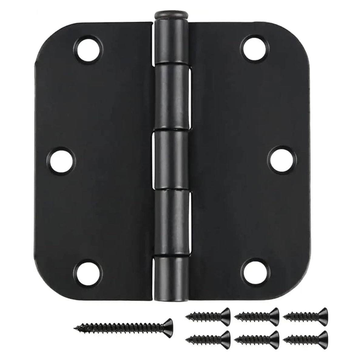 JIW 18-pack matte black interior hinges, front view, showing uniform finish and full mortise design for doors