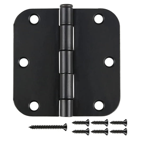 JIW 18-pack matte black interior hinges, front view, showing uniform finish and full mortise design for doors