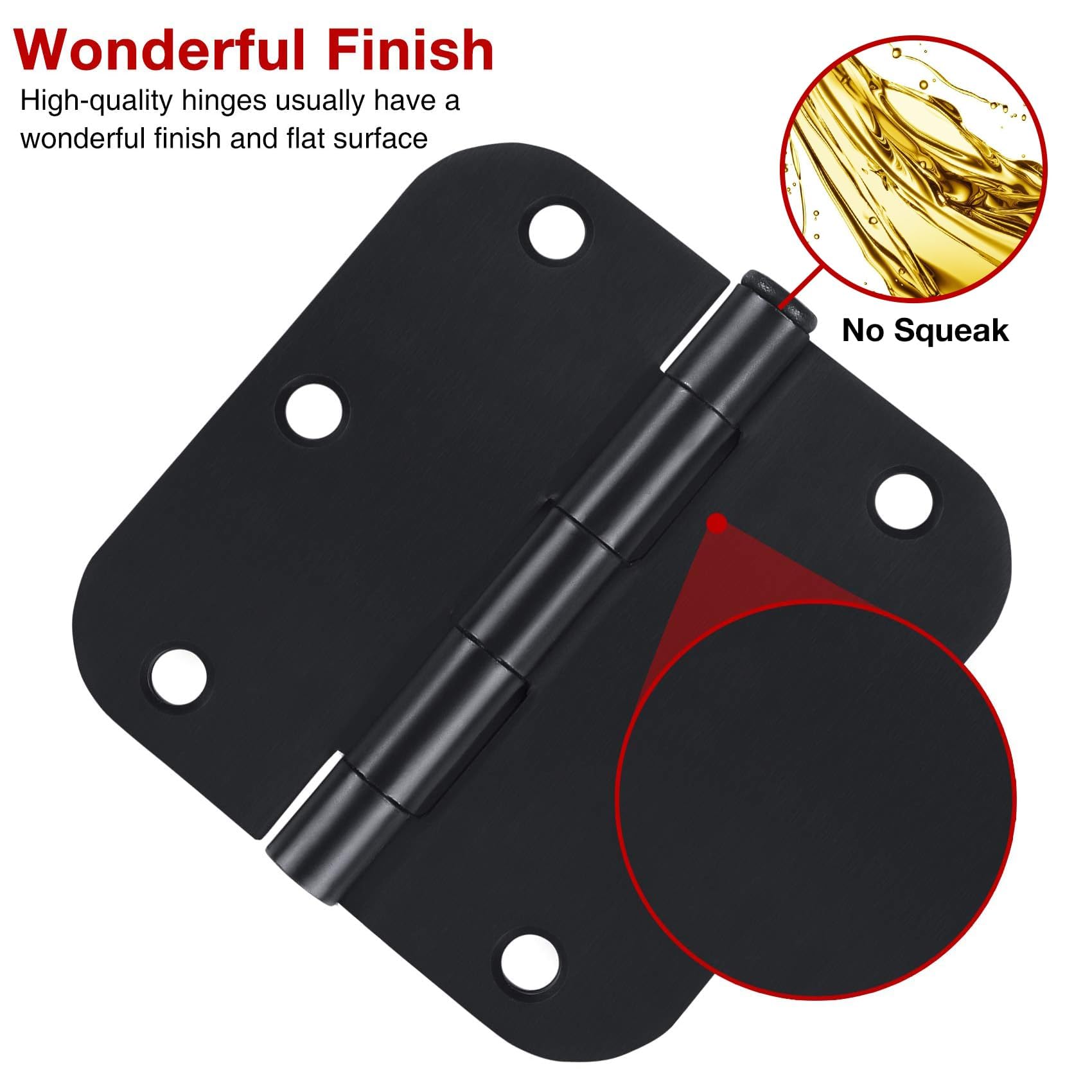 JIW 18-pack matte black interior hinges, packaged contents, ready for quick replacement
