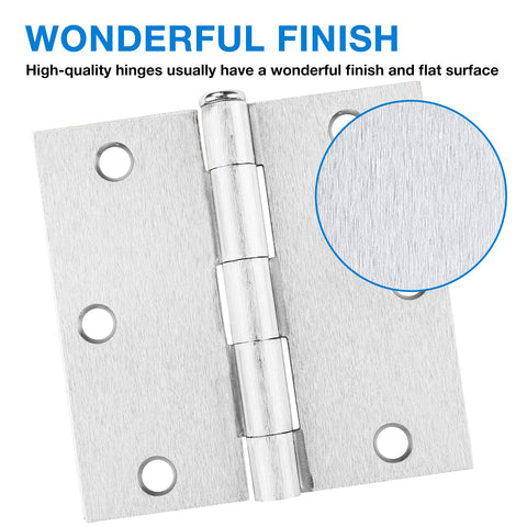 JIW brushed nickel hinge with screws included for quick secure installation.