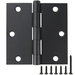 JIW matte black 3.5-inch square radius hinge for durable interior and exterior doors
