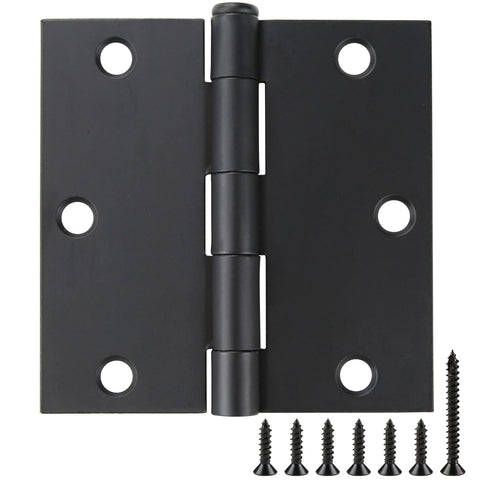 JIW matte black 3.5-inch square radius hinge for durable interior and exterior doors