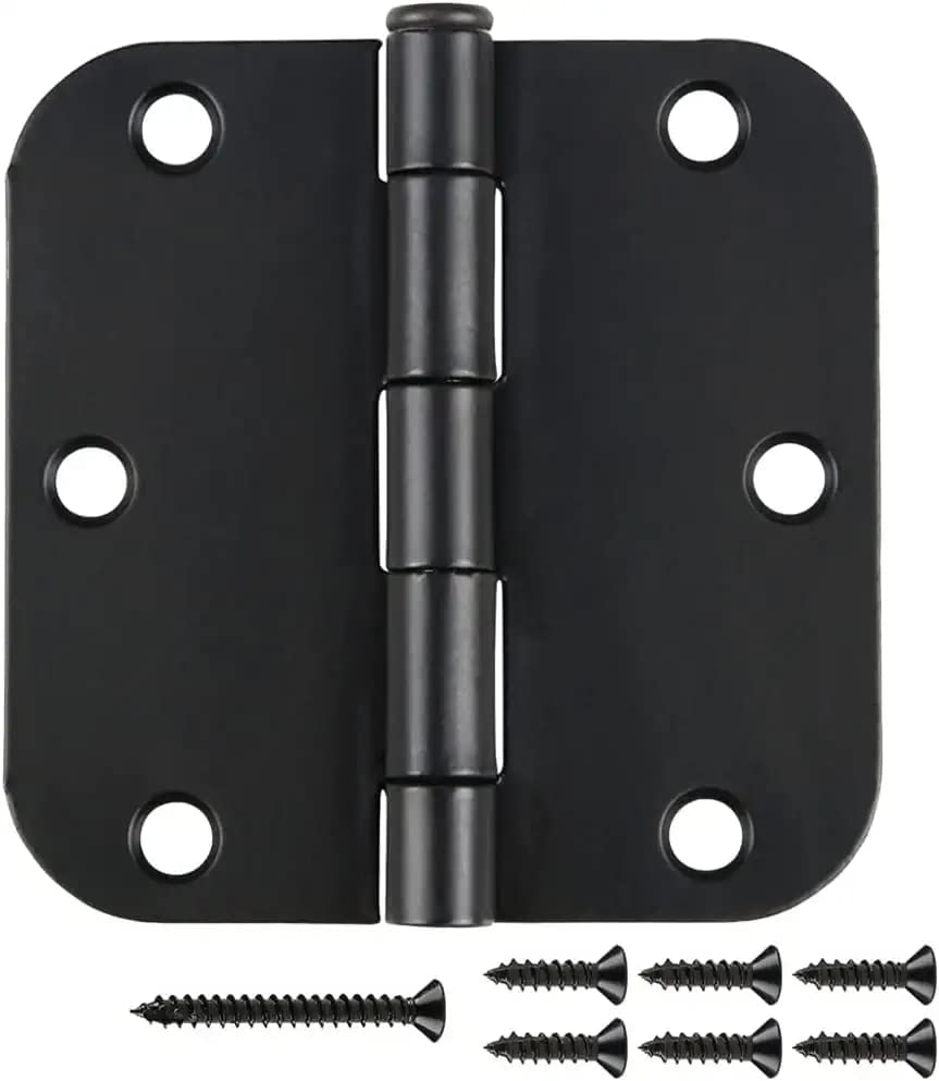 JIW matte black interior hinges 3.5-inch round for smooth door operation.