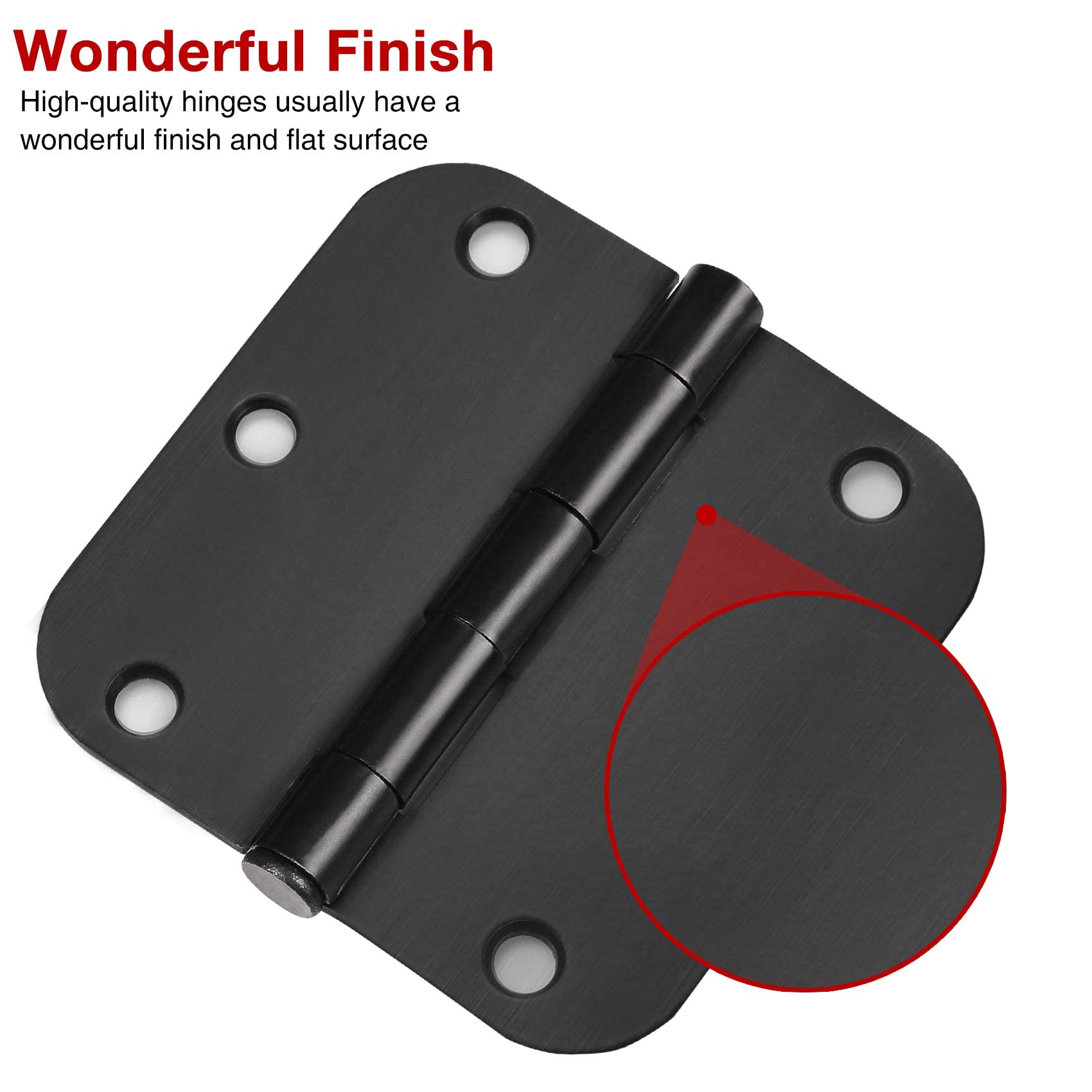 JIW matte black hinge with non-removable riveted pin for added security.