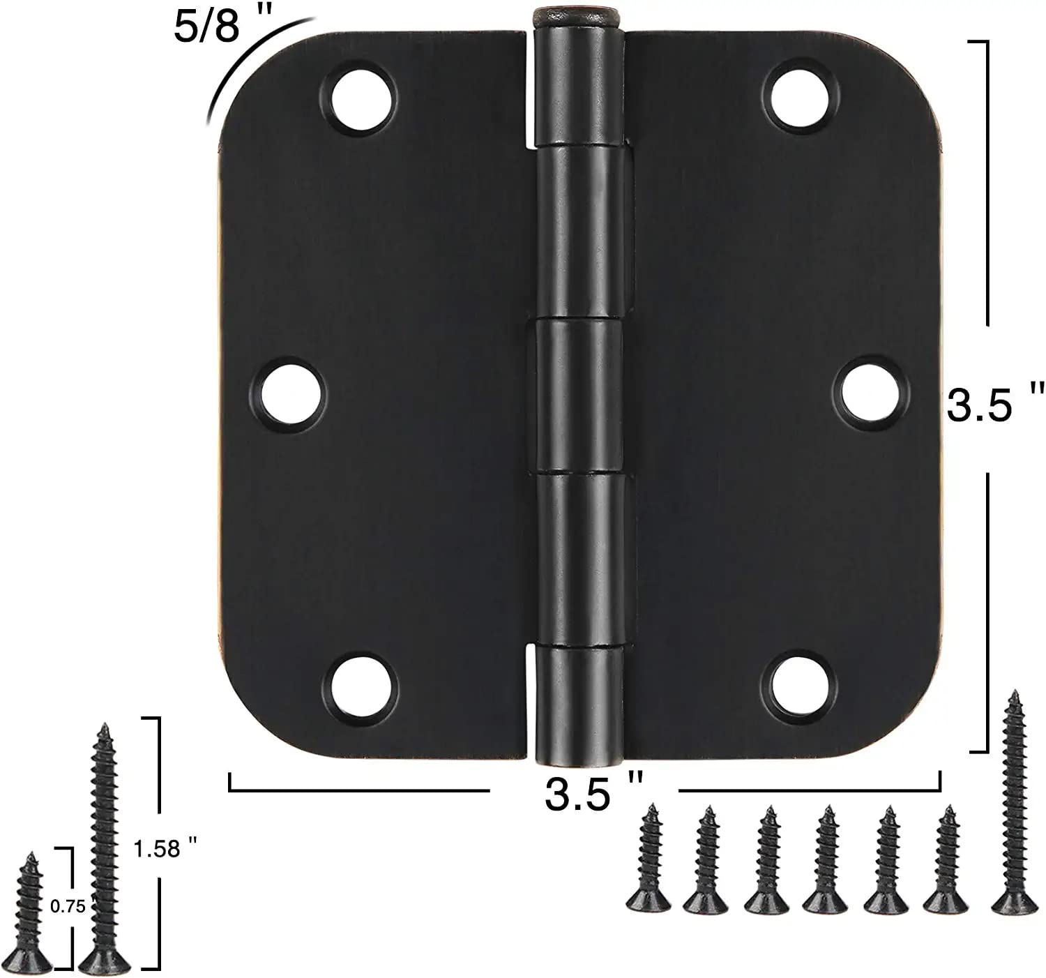 Six-pack hinges with removable pin simplify quick door replacements.