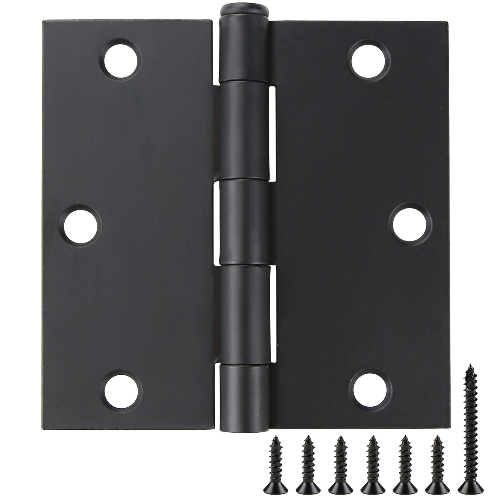 JIW matte black square door hinges front view for modern interior doors