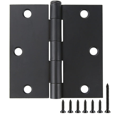 JIW matte black square door hinges front view for modern interior doors