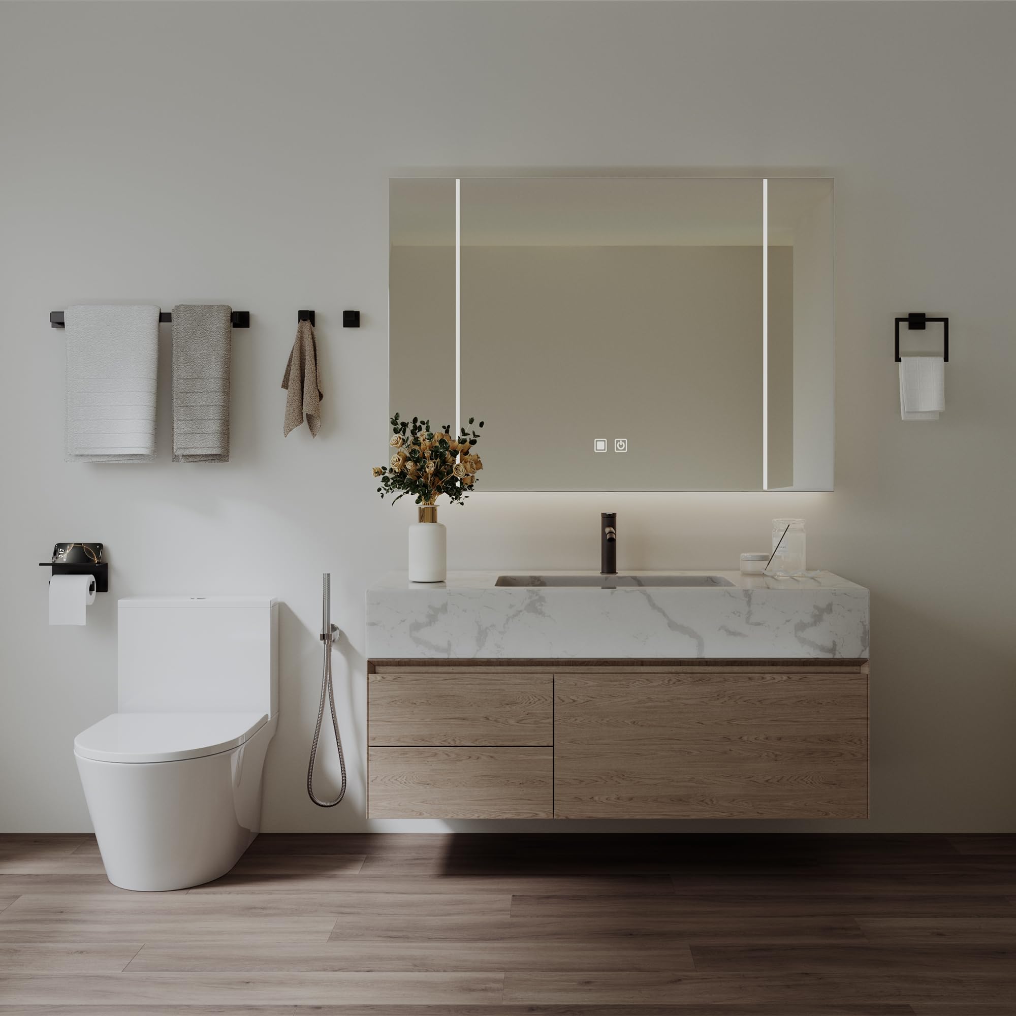 JIXB 23-6-inch towel bar holds multiple towels for faster drying.