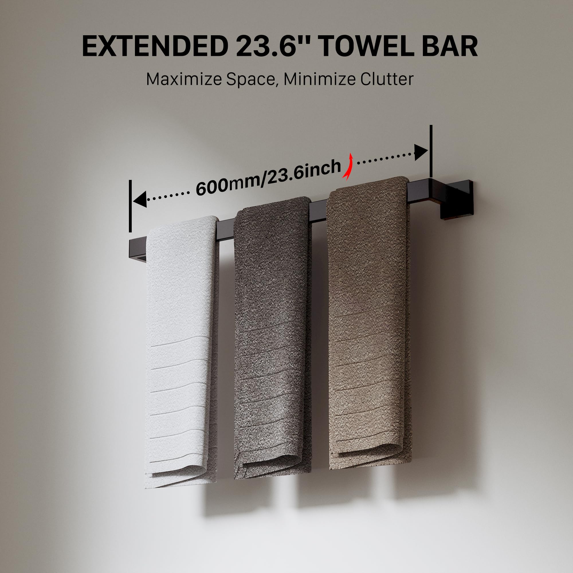 JIXB square towel ring provides secure, space-saving storage.