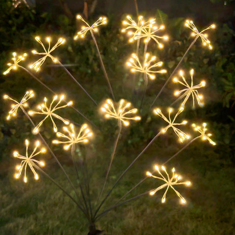 JJGoo solar swaying starburst light as seasonal decoration.